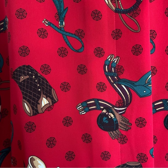 Chaus Vintage Blouse, Size 10, Red,  Fox Hunt, Equestrian Theme, Western Wear - Picture 11 of 16